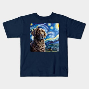 Starry Chesapeake Bay Retriever Dog Portrait - Pet Portrait Kids T-Shirt